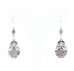 925 Silver Flower Boquet Dangle Drop Filigree Earrings - Nusrettaki (1)