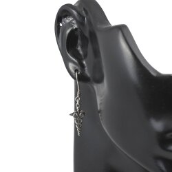 925 Ayar Gümüş Sallantılı Tıp Sembolü Küpe - 3