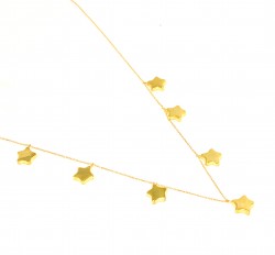 925 Ayar Gümüş 7 Sıra Yıldız Kolye, Sarı - 3