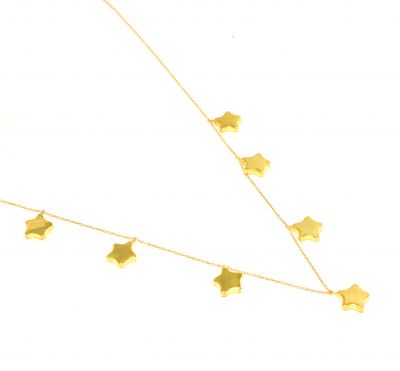 925 Ayar Gümüş 7 Sıra Yıldız Kolye, Sarı - 3