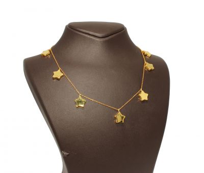 925 Ayar Gümüş 7 Sıra Yıldız Kolye, Sarı - 2