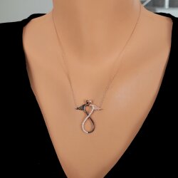 925 Ayar Gümüş Sarılan Çift Sonsuzluk Kolyesi - Nusrettaki