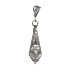 925 Ayar Gümüş Sarkaç Bayan Figürlü Madalyon Kolye Ucu - Thumbnail