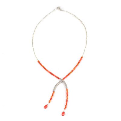 925 Ayar Gümüş Şarnelli Mercan Toplu Kolye - 4