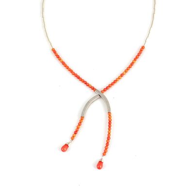 925 Ayar Gümüş Şarnelli Mercan Toplu Kolye - 2