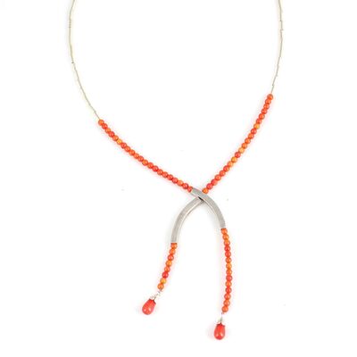 925 Ayar Gümüş Şarnelli Mercan Toplu Kolye - 3