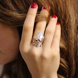 925 Ayar Gümüş Savaşçı Kızılderili Kafası Yüzük - Nusrettaki