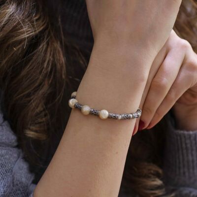 925 Ayar Gümüş Sedef Taşlı Bileklik - 1