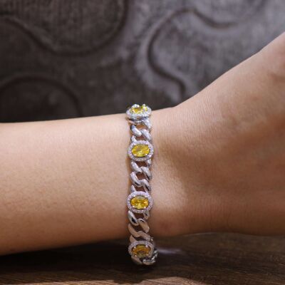 925 Ayar Gümüş Sekizli Sitrin Taşlı Bileklik - 4