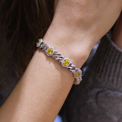 925 Ayar Gümüş Sekizli Sitrin Taşlı Bileklik - Nusrettaki