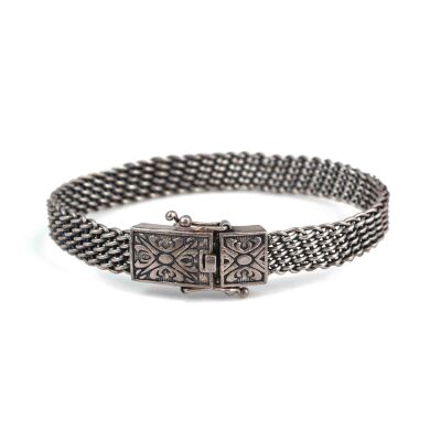 925 Ayar Gümüş Sepet Örgü Kelepçe Örgü Bilezik - 2