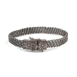 925 Ayar Gümüş Sepet Örgü Kelepçe Örgü Bilezik - Nusrettaki (1)