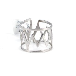 925 Ayar Gümüş Şerit Yüzük, Beyaz - Nusrettaki (1)