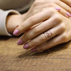 925 Ayar Gümüş Şerit Yüzük, Pembe - Nusrettaki