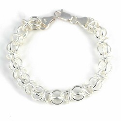 925 Ayar Gümüş Setina Desenli Kafes Halkalı Bileklik - Nusrettaki