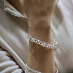 925 Ayar Gümüş Setina Desenli Kafes Halkalı Bileklik - Nusrettaki