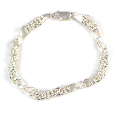 925 Ayar Gümüş Setina Desenli Sonsuzluk Model Kral Bileklik - 1