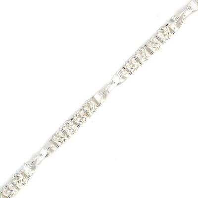 925 Ayar Gümüş Setina Desenli Sonsuzluk Model Kral Bileklik - 3