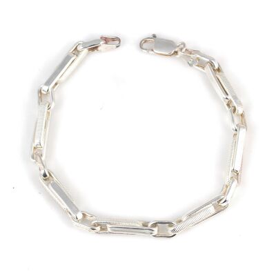 925 Ayar Gümüş Setinalı Düz Basık Şarnel Bileklik - 1