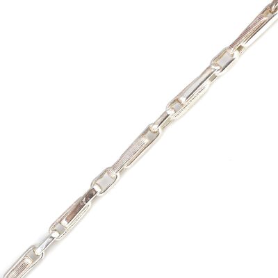 925 Ayar Gümüş Setinalı Düz Basık Şarnel Bileklik - 3