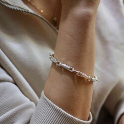 925 Ayar Gümüş Setinalı Düz Basık Şarnel Bileklik - Nusrettaki