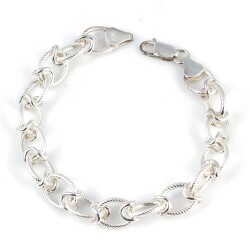 925 Ayar Gümüş Setinalı Oval Link Bileklik - Nusrettaki