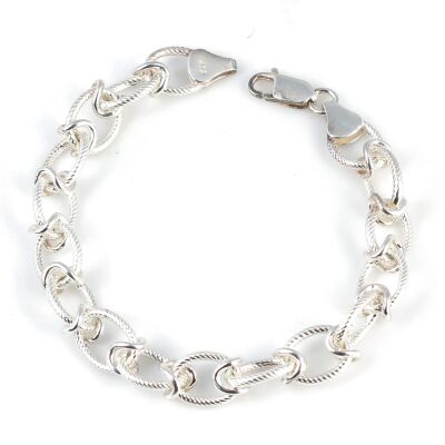 925 Ayar Gümüş Setinalı Oval Link Bileklik - 1