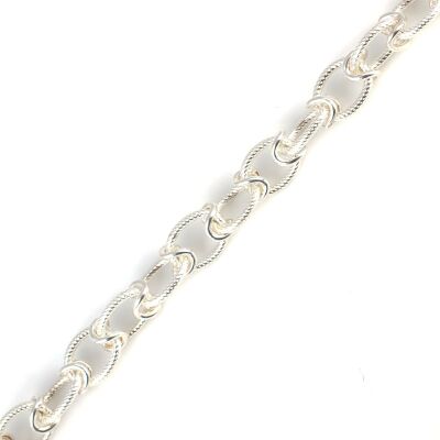 925 Ayar Gümüş Setinalı Oval Link Bileklik - 3