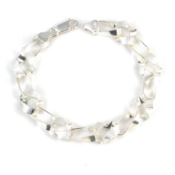 925 Ayar Gümüş Setinalı Ve Düz Burgu Model Bileklik - Nusrettaki