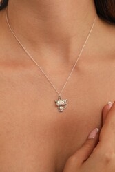Sterling Silver Lovely Cat Charm Necklace, Gold Vermeil - Nusrettaki
