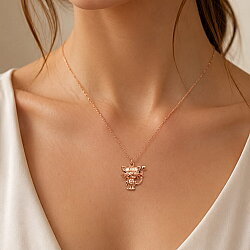 Sterling Silver Lovely Cat Charm Necklace, Gold Vermeil - Nusrettaki