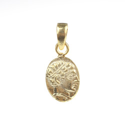 925 Ayar Gümüş Sezar Desenli Madalyon Kolye Ucu - Thumbnail