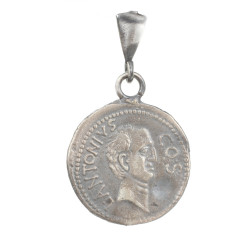 925 Ayar Gümüş Sezar Figür Madalyon Kolye Ucu - 8