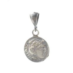 925 Ayar Gümüş Sezar Figürlü Madalyon Kolye Ucu - 5