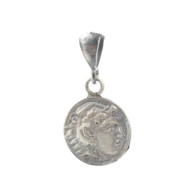 925 Ayar Gümüş Sezar Figürlü Madalyon Kolye Ucu - 5