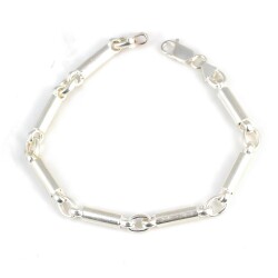 925 Ayar Gümüş Silindir Halkalı Zincir Bileklik - Nusrettaki