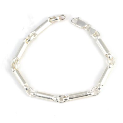 925 Ayar Gümüş Silindir Halkalı Zincir Bileklik - 1