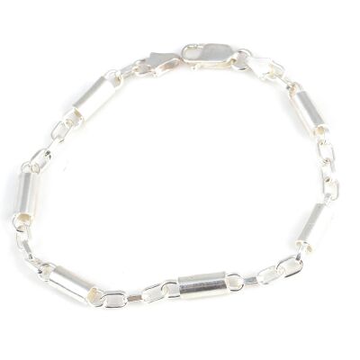 925 Ayar Gümüş Silindir Minik Halkalı Zincir Bileklik - 1