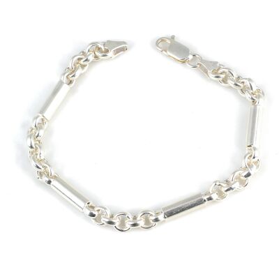 925 Ayar Gümüş Silindir Model Doch Zincir Bileklik - 1
