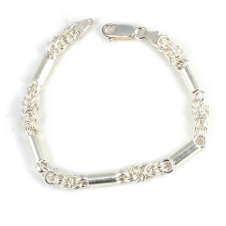 925 Ayar Gümüş Silindir Model Kral Zincir Bileklik - Nusrettaki