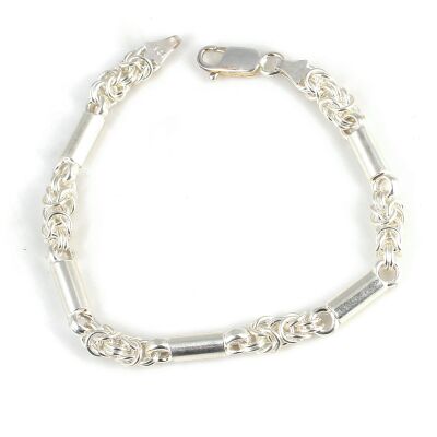 925 Ayar Gümüş Silindir Model Kral Zincir Bileklik - 1