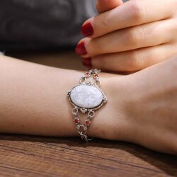 925 Ayar Gümüş Sitrin Taşlı Antik Bizans Bileklik - 10