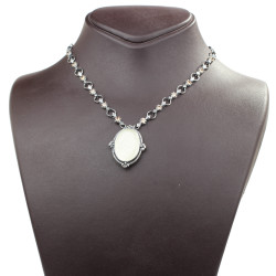 Silver Ancient Byzantine Design Necklace with Citrine - Nusrettaki (1)