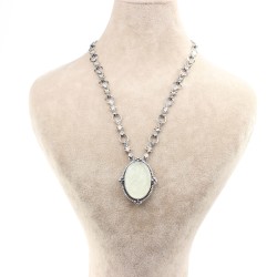 Silver Ancient Byzantine Design Necklace with Citrine - 3