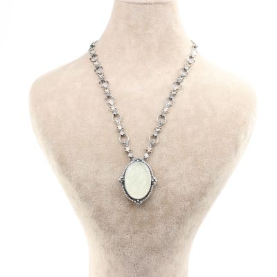 Silver Ancient Byzantine Design Necklace with Citrine - 3