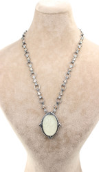 Silver Ancient Byzantine Design Necklace with Citrine - 4