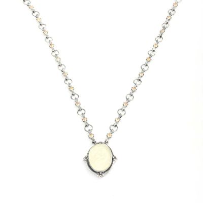 Silver Ancient Byzantine Design Necklace with Citrine - 5