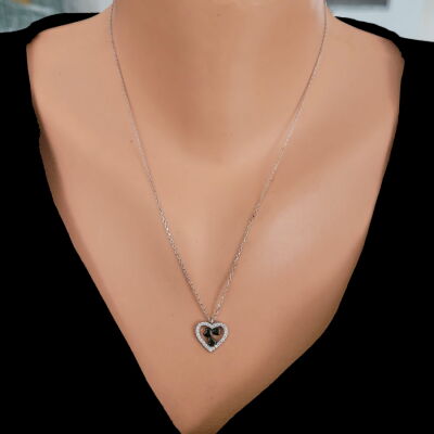 Sterling Silver Heart Design Necklace - 1