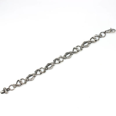 925 Ayar Gümüş Siyah Rodajlı Antik Bileklik - 3