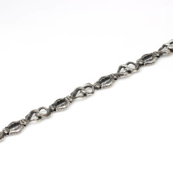 925 Ayar Gümüş Siyah Rodajlı Antik Bileklik - 4